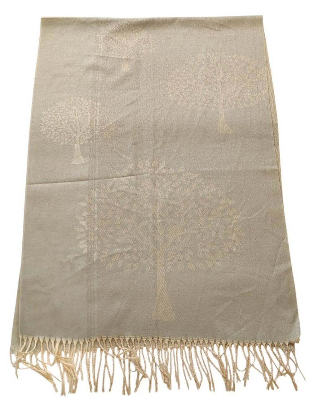 Tree Jacquard Pashmina Shawl with Fringe